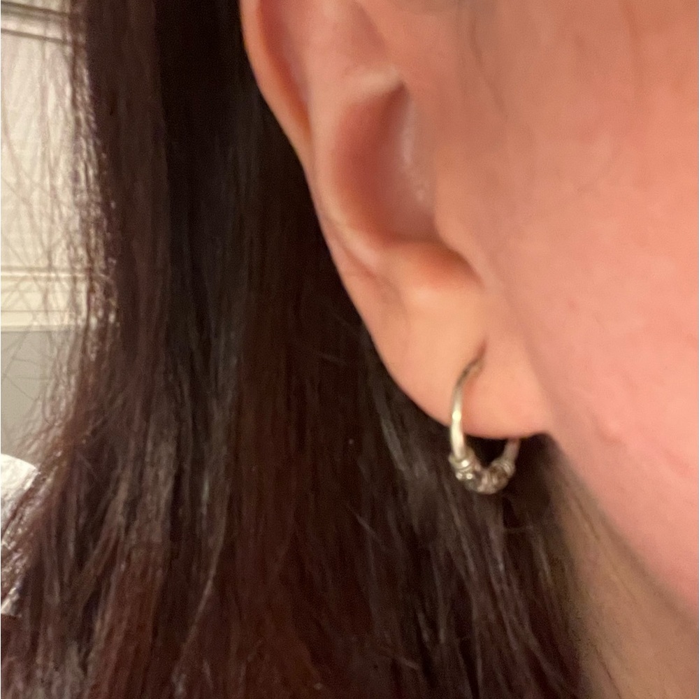 Bali Balinese Silver Earrings Hoops 1.5 cm Tubes Small Latch Mod Oxidized Thai - Picture 4 of 7